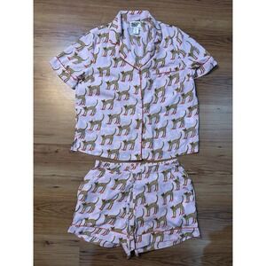 Bouffants and Broken Hearts Cheetah Shorty Pajama Set Small pink PJ's
